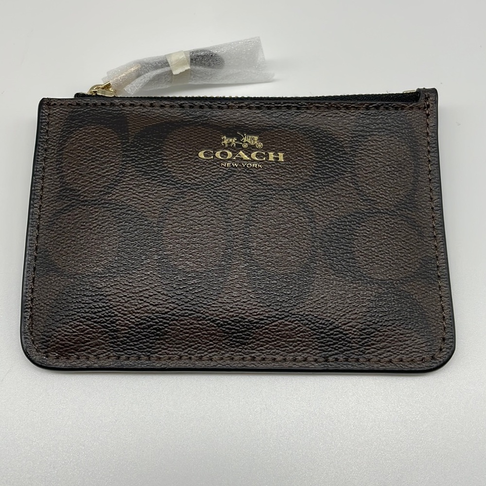 Coach Key Pouch with Gusset Signature PVC Brown/Black